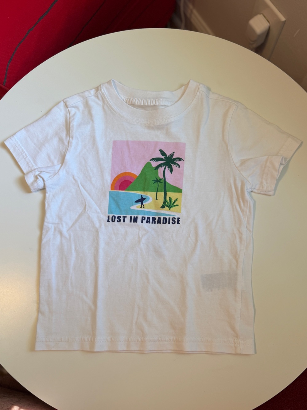Janie and Jack White Tee with Colorful Tropical Graphic 3T